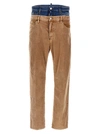 Dsquared2 Corduroy Dual Waistband Wide-leg Trousers In Beige