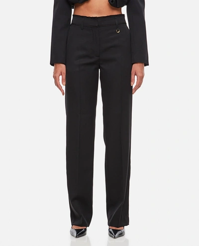 Jacquemus Le Trouseralon Ficelle Wool Trousers In Black