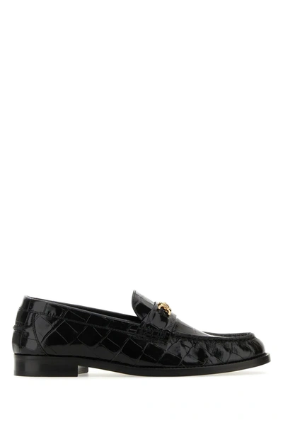 Versace Women's Calf Leather Loafers In Black