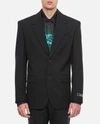 Versace Crocodile-jacquard Wool Blazer In Black