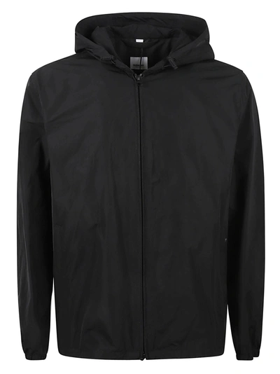 Burberry Rear Logo Hooded Zip Jacket In Black