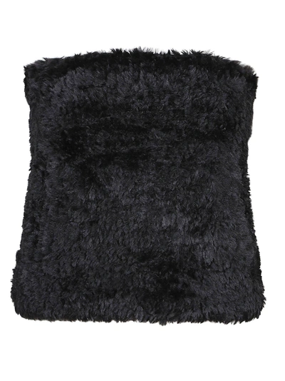 Jw Anderson Fuzzy Front-pocket Bandeau Top In Black