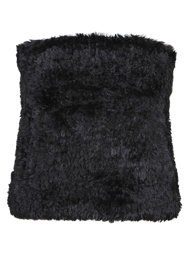 Jw Anderson Black Strapless Faux-fur Camisole