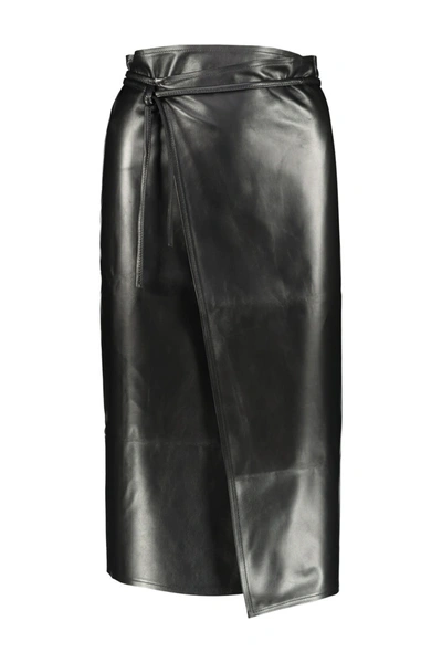 Vetements Leather Wrap Skirt In Black