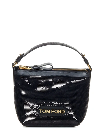 Tom Ford Label Small Handbag In Black