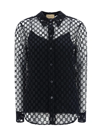Gucci Gg Tulle Shirt In Black/mc