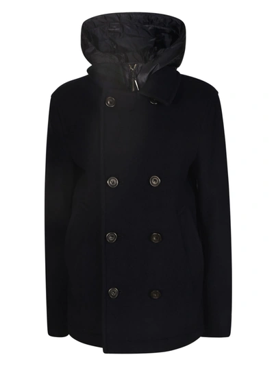 Woolrich Double-breasted Buttoned Coat In Blue