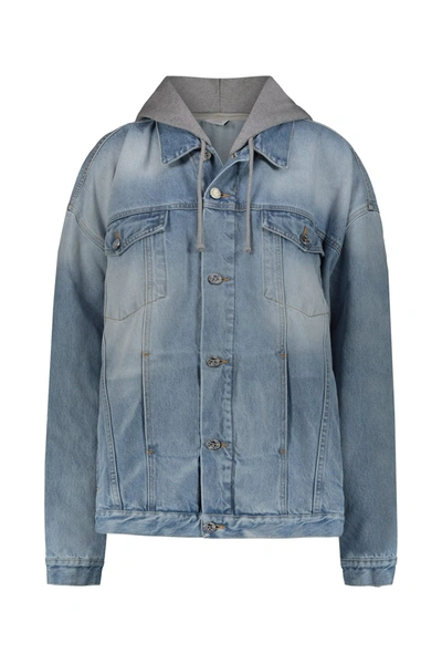 Vetements Hooded Denim Jacket In Blue