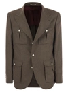 BRUNELLO CUCINELLI BRUNELLO CUCINELLI DECONSTRUCTED WOOL, SILK AND CASHMERE DIAGONAL JACKET WITH SAHARAN STYLE POCKETS