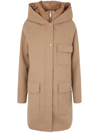 Woolrich Layered Padded Coat In Brown