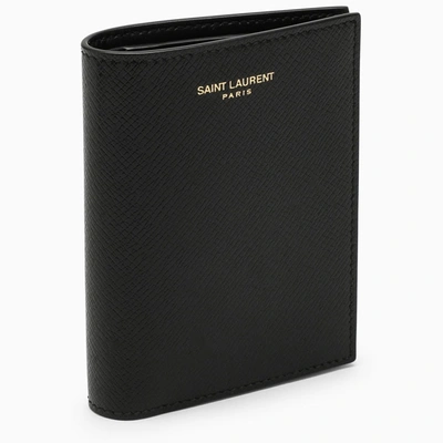 Saint Laurent Black Leather Vertical Wallet In Default Title