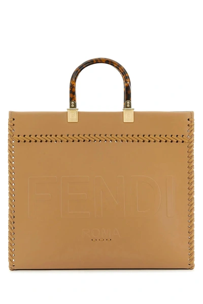 Fendi Woman Beige Leather Medium Sunshine Shopping Bag In Default Title