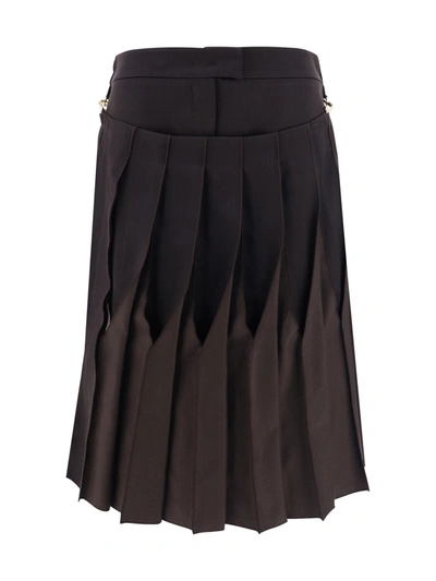 Fendi Duchesse Skirt With Pleated Panel In Ebano