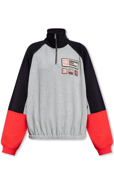 Dsquared2 D2 Athletic Panelled Sweatshirt In Grey Melange