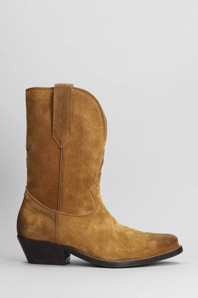 Golden Goose Low Wish Star Boots In Cognac-colored Suede With Inlay Star In Brown