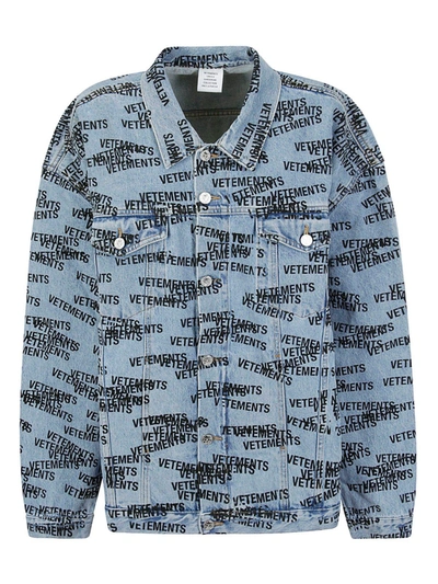 Vetements Blue Stamped Denim Jacket In Light Blue