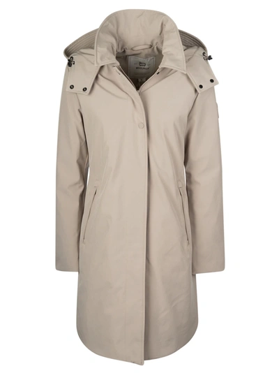 Woolrich Firth Down Padded Trench In Light Taupe