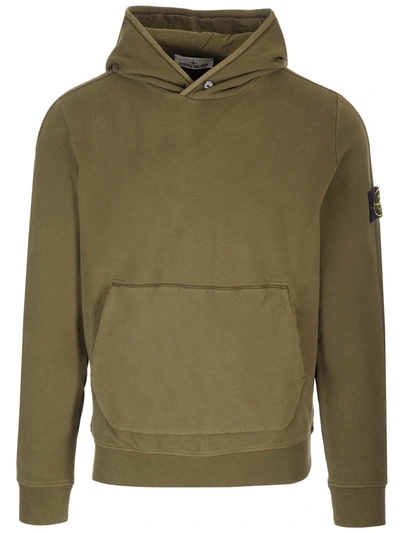 Stone Island Green Cotton Sweatshirt In Military