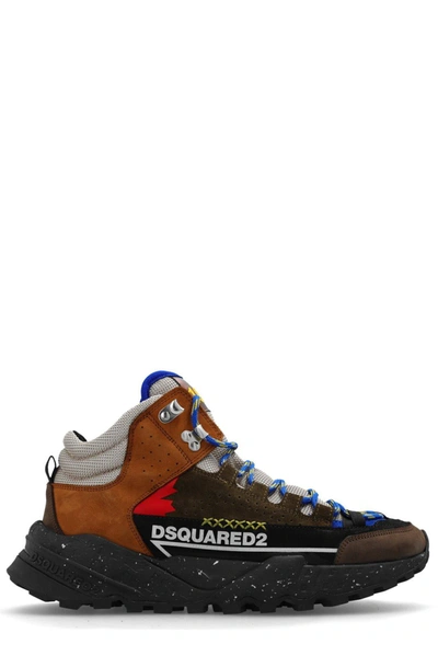 Dsquared2 Logo-printed High-top Lace-up Sneakers In Militare