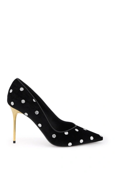 Balmain Ruby Polka-dot Velvet Pumps In Multi-colored