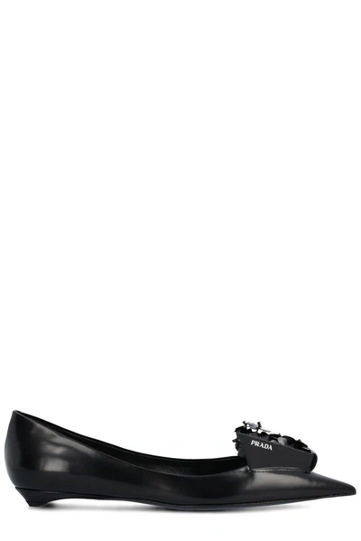 Prada Pointed-toe Flat Shoes In Nero