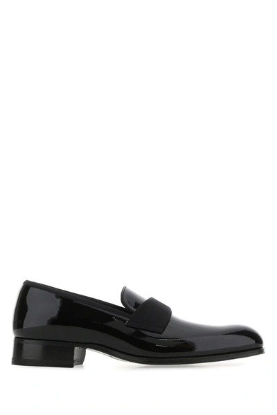 Tom Ford Black Leather Loafers In Nero