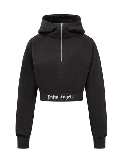 Palm Angels Hoodie With Logo In Nero