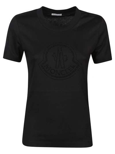 Moncler Logo Cotton T-shirt In Nero