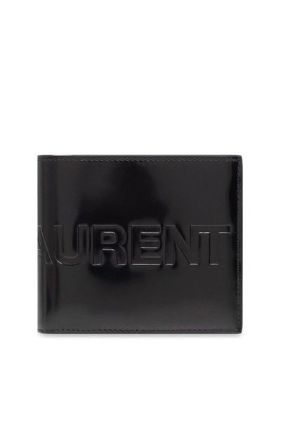 Saint Laurent Logo Detailed Bifold Wallet In Nero