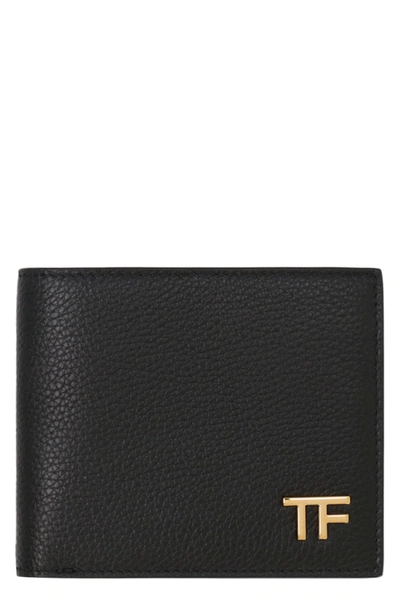 Tom Ford Leather Flap-over Wallet In Nero