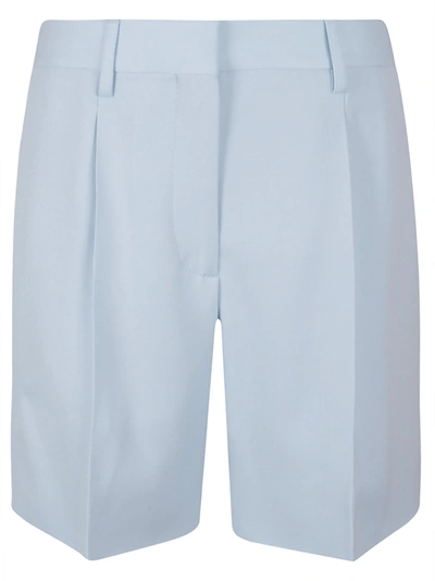 Burberry Wool Tailored Shorts In Pale Blue