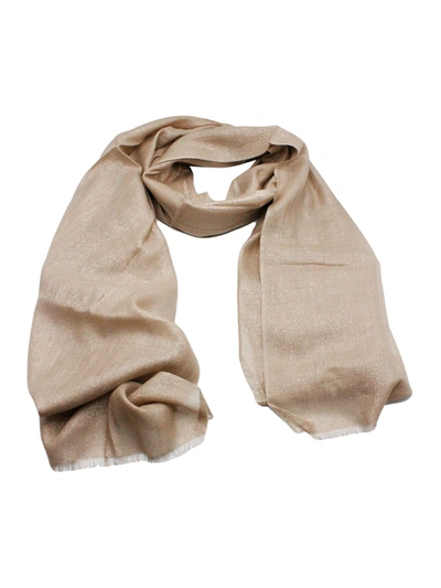 BRUNELLO CUCINELLI BRUNELLO CUCINELLI LIGHTWEIGHT CASHMERE AND SILK SCARF WITH LUREX LAMÈ THREAD AND FRINGED HEM. MEASU