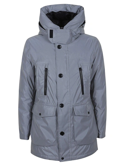 Woolrich Hooded Jacket In Reflective Grey