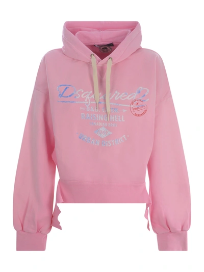 Dsquared2 Hooded Sweatshirt  In Rosa