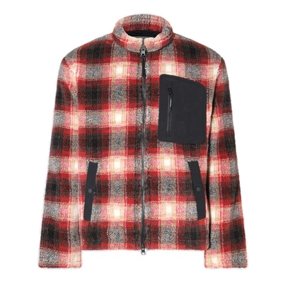 Woolrich Checked Funnel Neck Jacket In Rosso