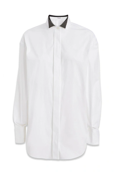 Brunello Cucinelli Monili Collar Shirt In White