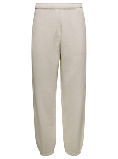 Stone Island White Jogger Pants With Contrasting Logo Embroidery In Cotton Woman