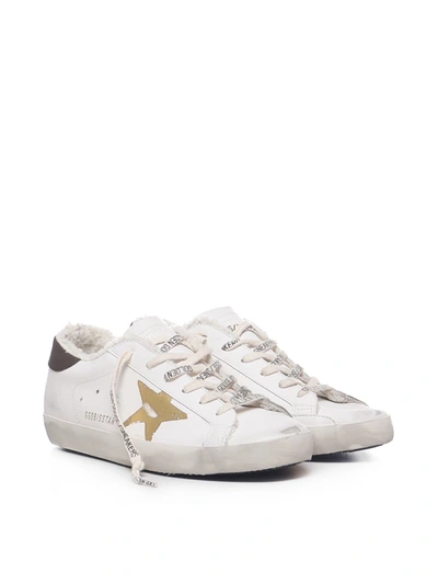 Golden Goose Super-star Sneakers In White/gold/taupe/beige