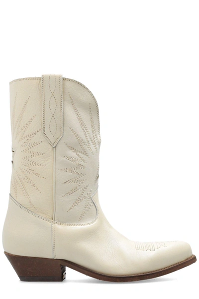 Golden Goose Low Wish Star Cowboy Boots In Yellow Cream