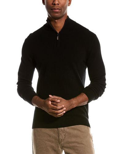 Qi Cashmere 1/4-zip Pullover In Black