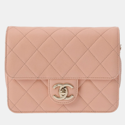 Pre-owned Chanel Pink Leather Mini Flap Bag