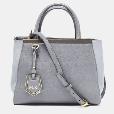 Pre-owned Fendi Grey Leather Mini 2jours Tote