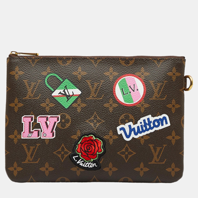 Pre-owned Louis Vuitton Brown Monogram City Pouch Patches