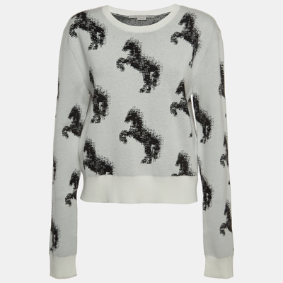 Pre-owned Stella Mccartney Grey/ Black Pixel Horse Intarsia Knit Sweatshirt S