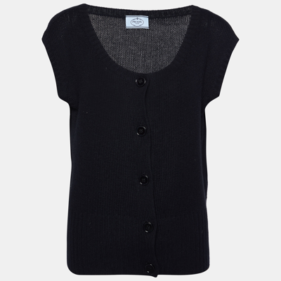 Pre-owned Prada Black Cashmere Knit Crew Neck Sweater Vest M