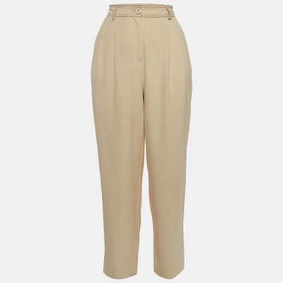 Pre-owned See By Chloé Beige Crepe Stitch Detail Tapered Trousers M