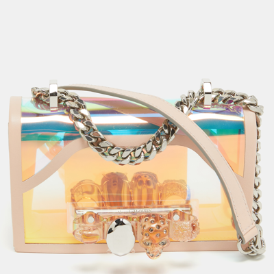 Pre-owned Alexander Mcqueen Holographic/pink Pvc And Leather Knuckle Duster Shoulder Bag