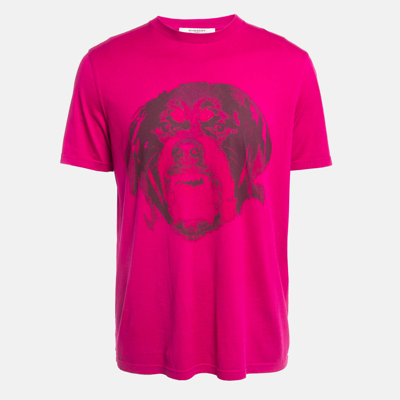 Pre-owned Givenchy Fuchsia Pink Printed Cotton Crew Neck T-shirt S