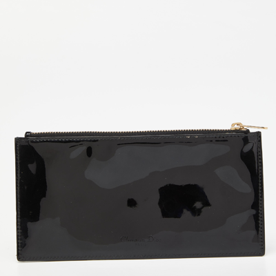 Pre-owned Dior Black Patent Leather Zip Pouch