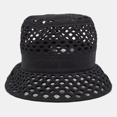 Pre-owned Dior Black Mesh Bucket Hat Size 58